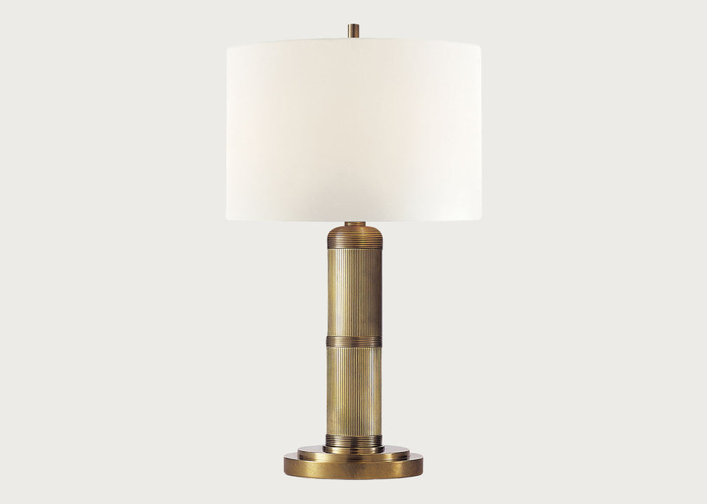 Longacre Table Lamp Hand-Rubbed Antique Brass & Linen Shade Small