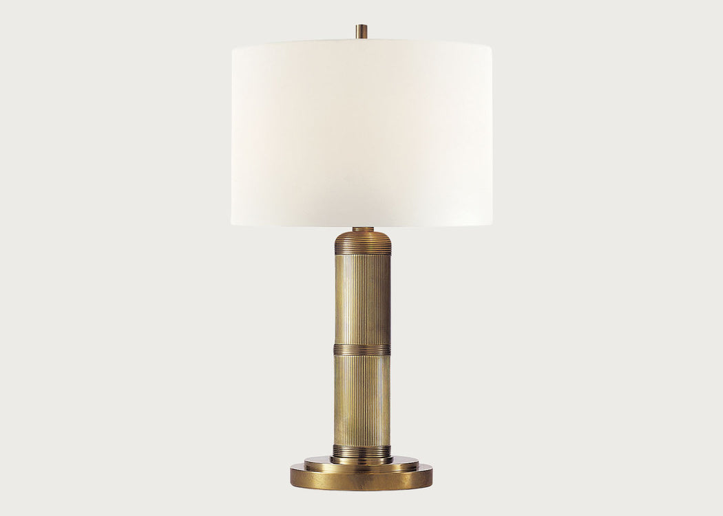 Longacre Table Lamp Hand-Rubbed Antique Brass & Linen Shade Small