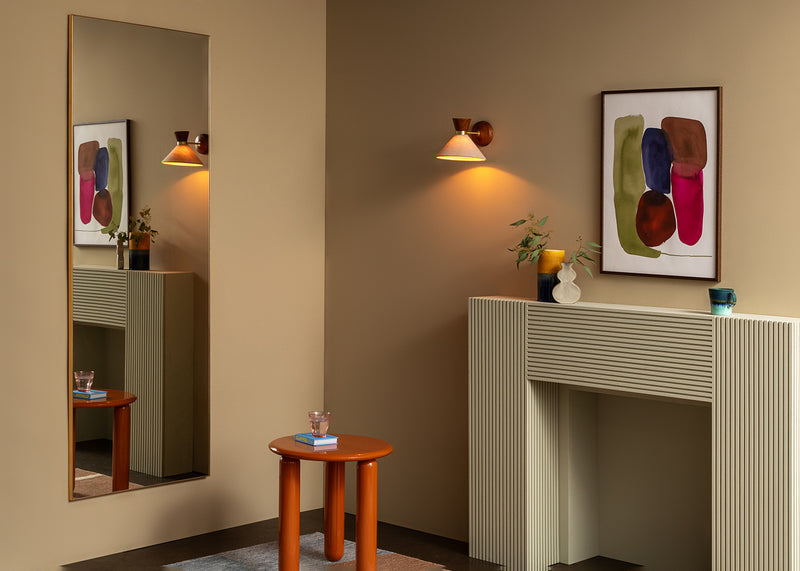 Osaka Wall Light Natural & Walnut Finish