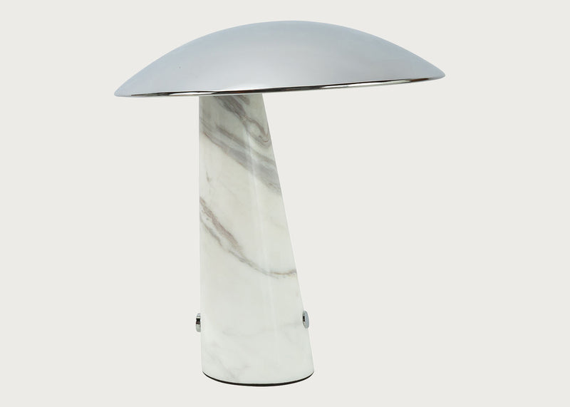 Abri LED Portable Table Lamp Chrome/White Marble