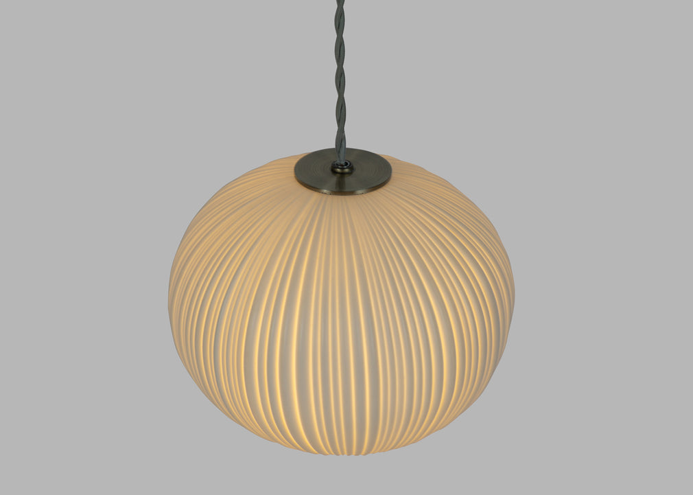 Sea Urchin Porcelain Pendant Light Small White