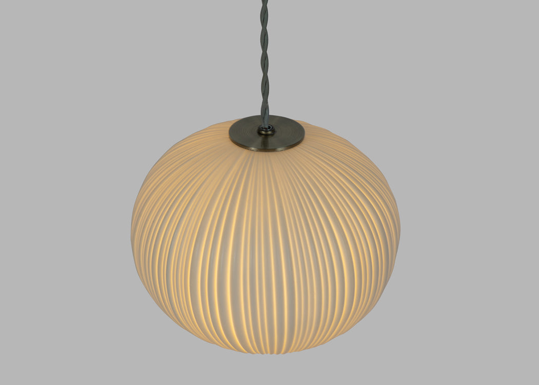 Sea Urchin Porcelain Pendant Light Small White
