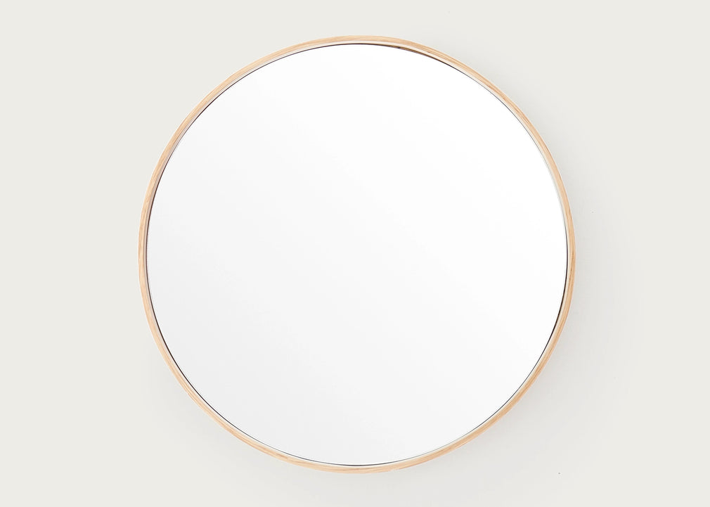 Glance Round Wooden Mirror 31cm / Natural Oak