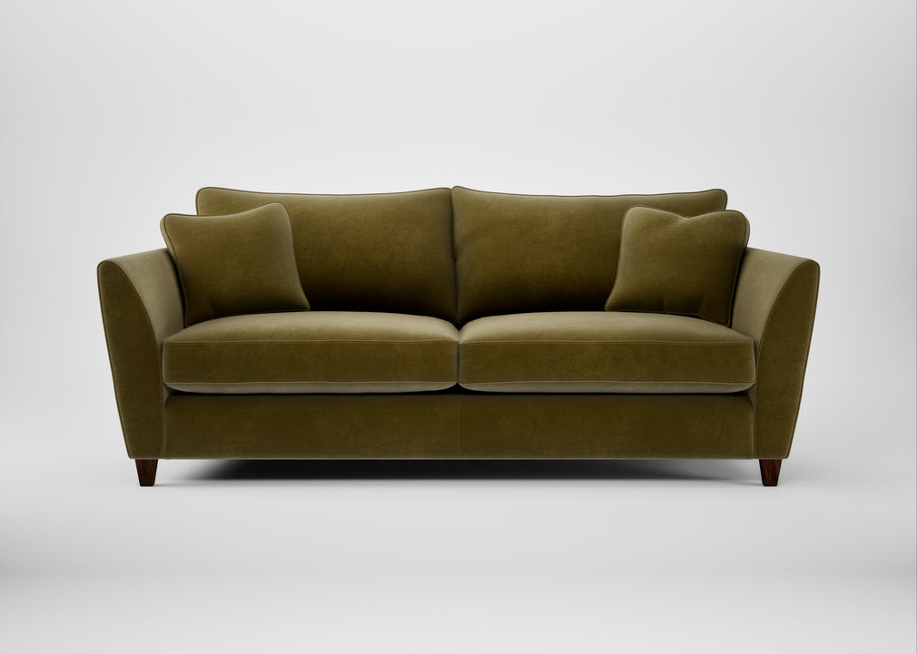 Torino 4 Seater Sofa Smart Luxe Velvet Peridot / Walnut Stained