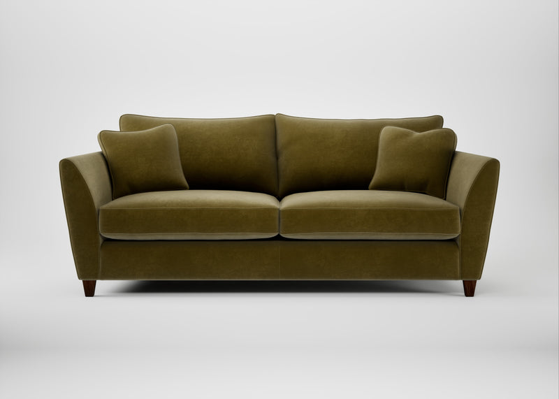 Torino 4 Seater Sofa Smart Luxe Velvet Peridot / Walnut Stained
