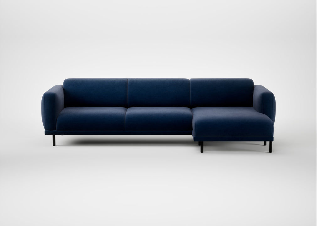 Harri Right Hand Facing Chaise Sofa Smart Luxe Velvet Midnight