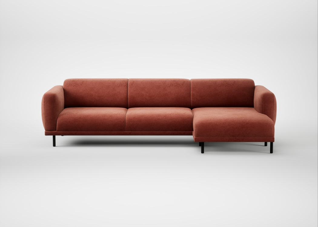 Harri Right Hand Facing Chaise Sofa Smart Luxe Velvet Tawny
