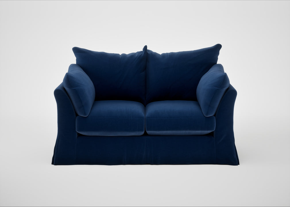 Tailor Loose Cover 2 Seater Sofa Cotton Velvet Midnight