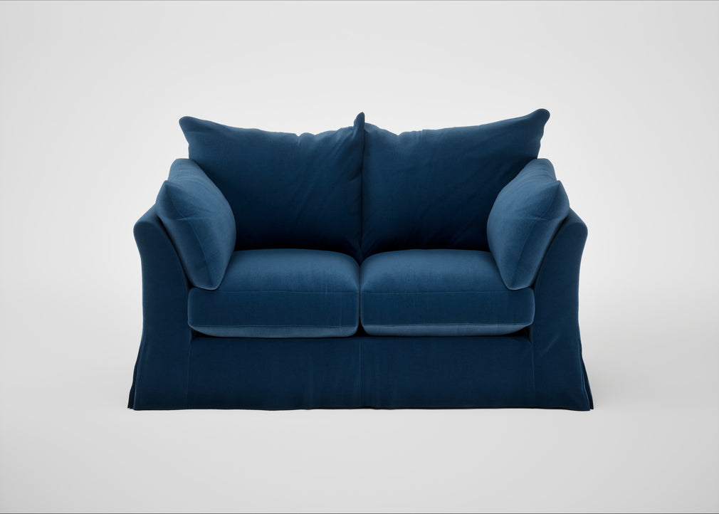 Tailor Loose Cover 2 Seater Sofa Cotton Velvet Petrol