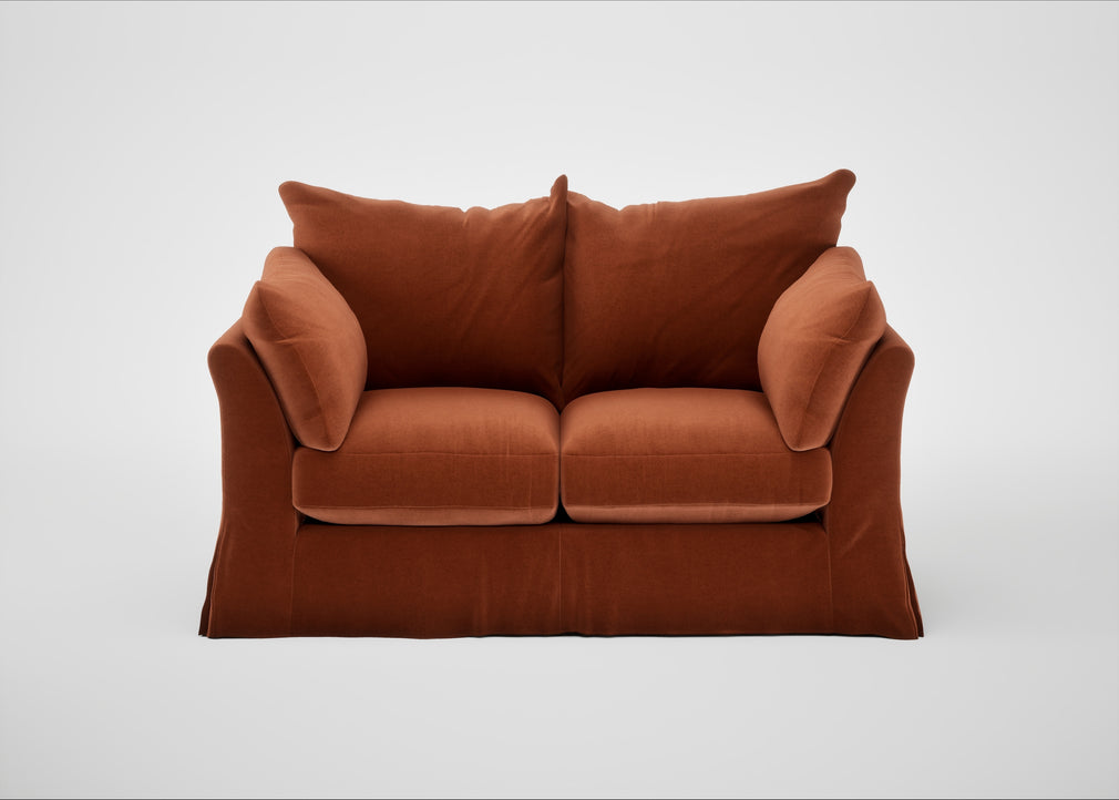 Tailor Loose Cover 2 Seater Sofa Cotton Velvet Russet