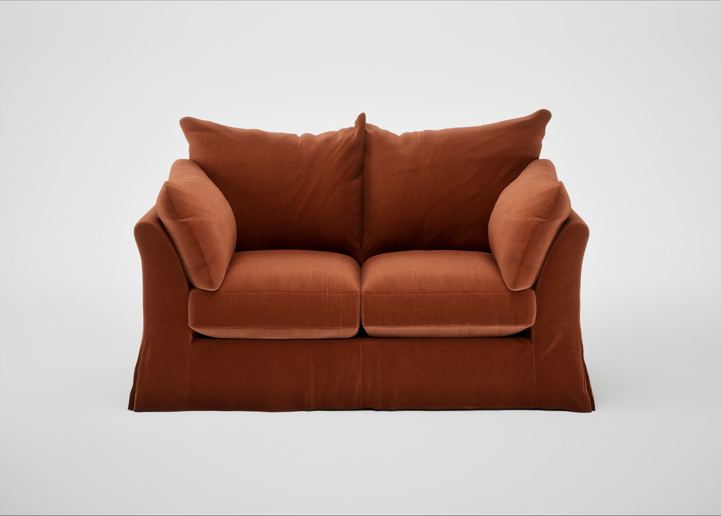 Tailor Loose Cover 2 Seater Sofa Cotton Velvet Russet