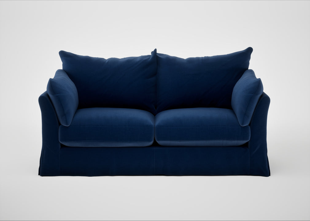 Tailor Loose Cover 3 Seater Sofa Cotton Velvet Midnight