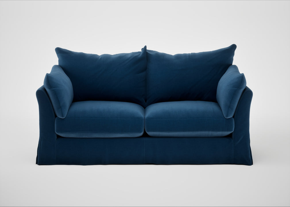 Tailor Loose Cover 3 Seater Sofa Cotton Velvet Petrol