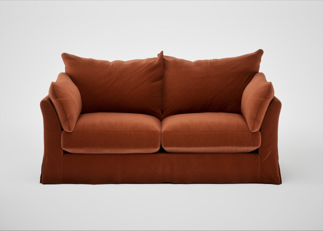 Tailor Loose Cover 3 Seater Sofa Cotton Velvet Russet