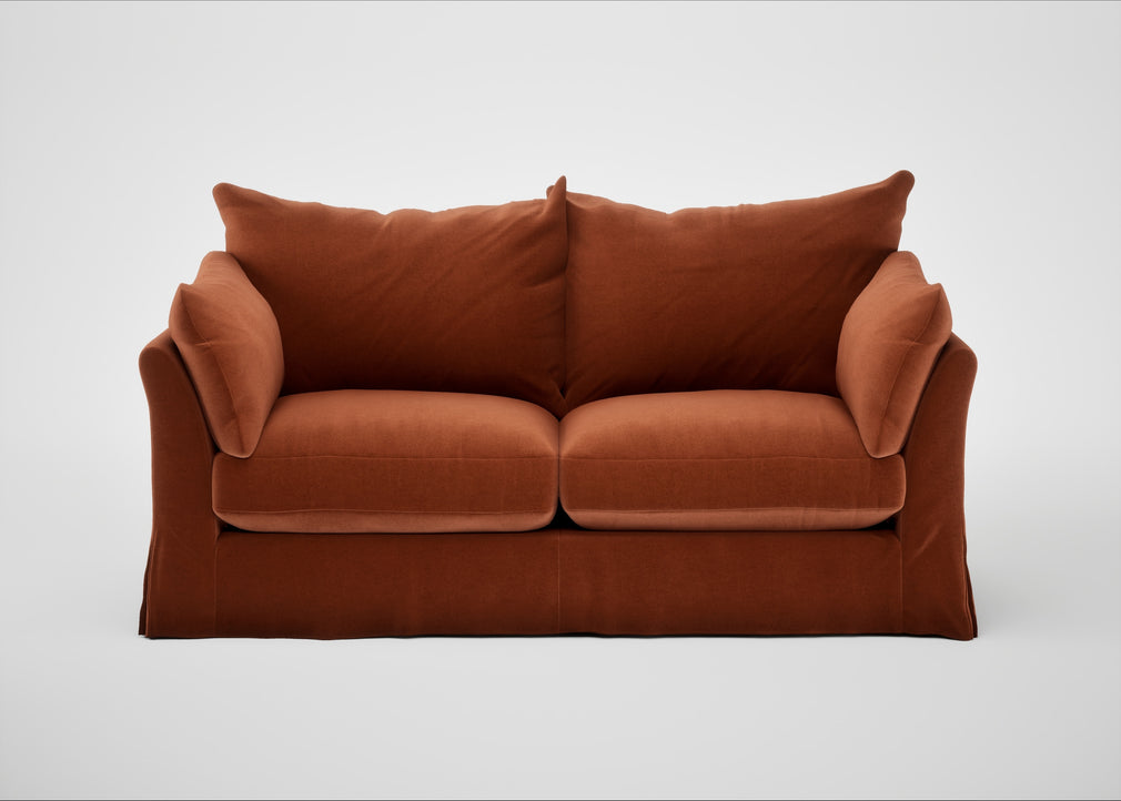Tailor Loose Cover 3 Seater Sofa Cotton Velvet Russet