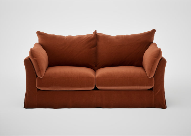 Tailor Loose Cover 3 Seater Sofa Cotton Velvet Russet