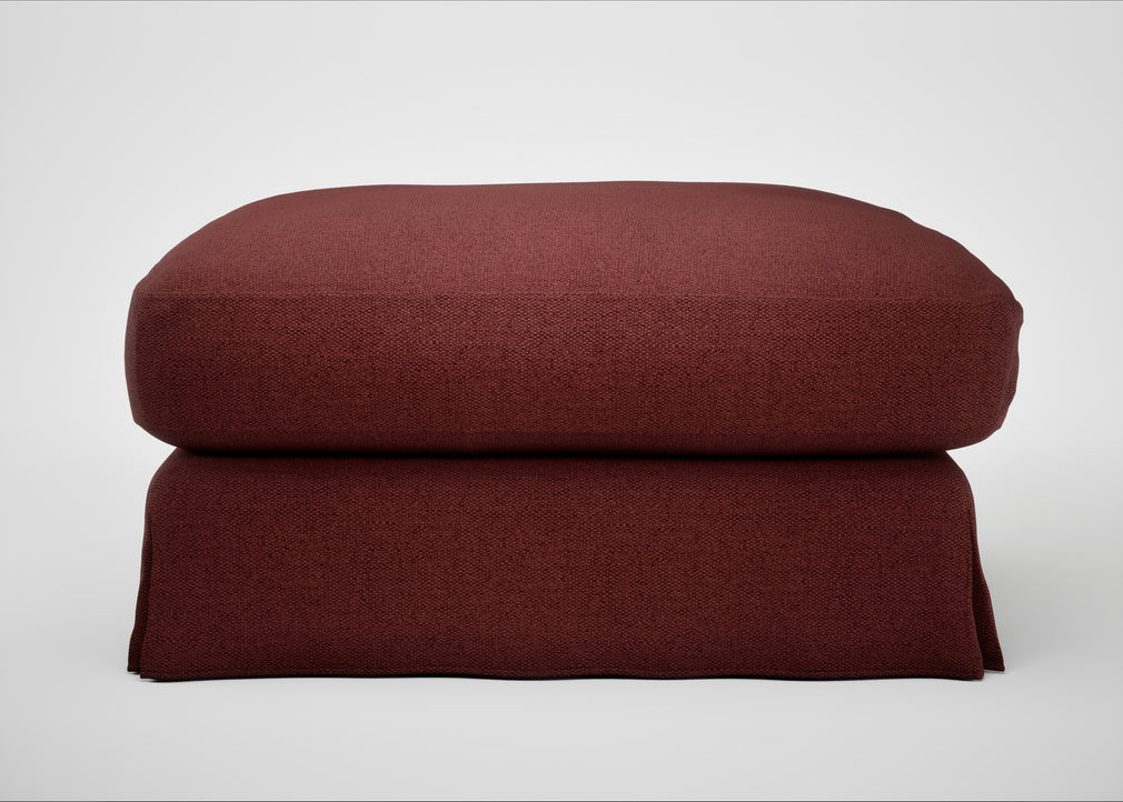 Tailor Loose Cover Square Footstool Capelo Linen-Cotton Etruscan Red