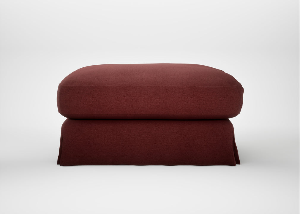 Tailor Loose Cover Square Footstool Capelo Linen-Cotton Etruscan Red