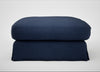 Tailor Loose Cover Square Footstool Capelo Linen-Cotton Inkspot