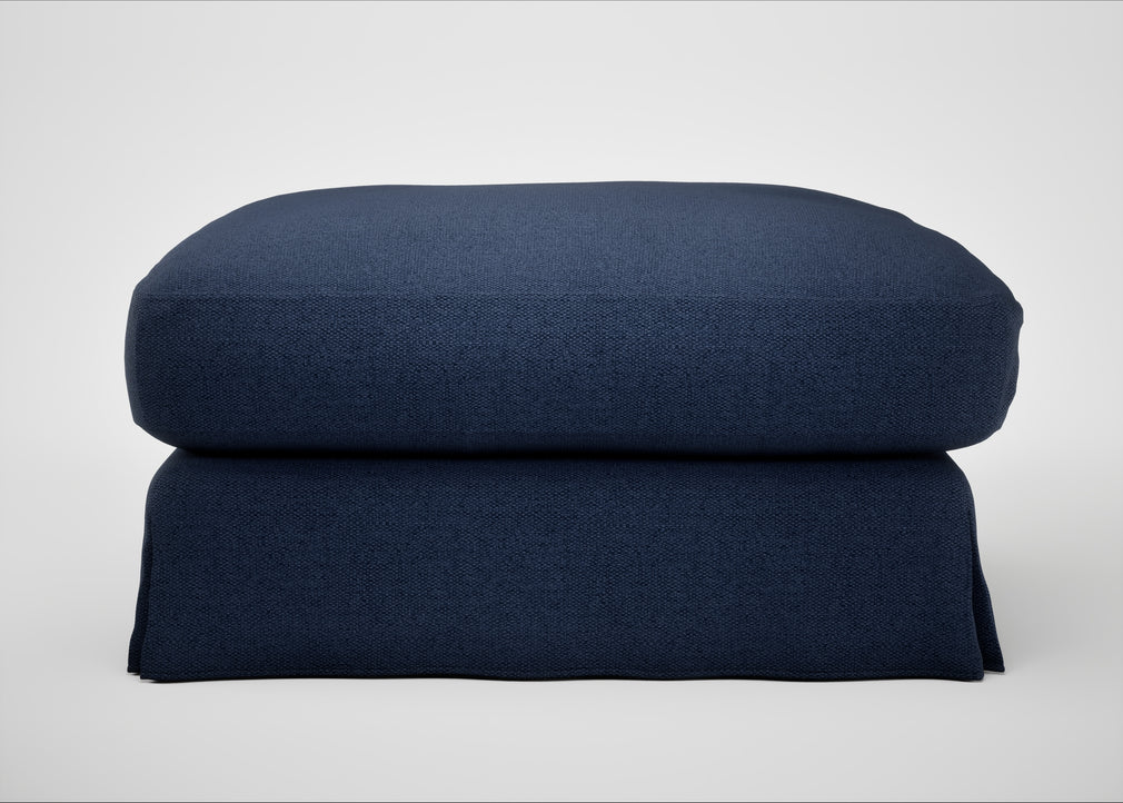 Tailor Loose Cover Square Footstool Capelo Linen-Cotton Inkspot