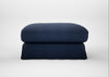 Tailor Loose Cover Square Footstool Capelo Linen-Cotton Inkspot