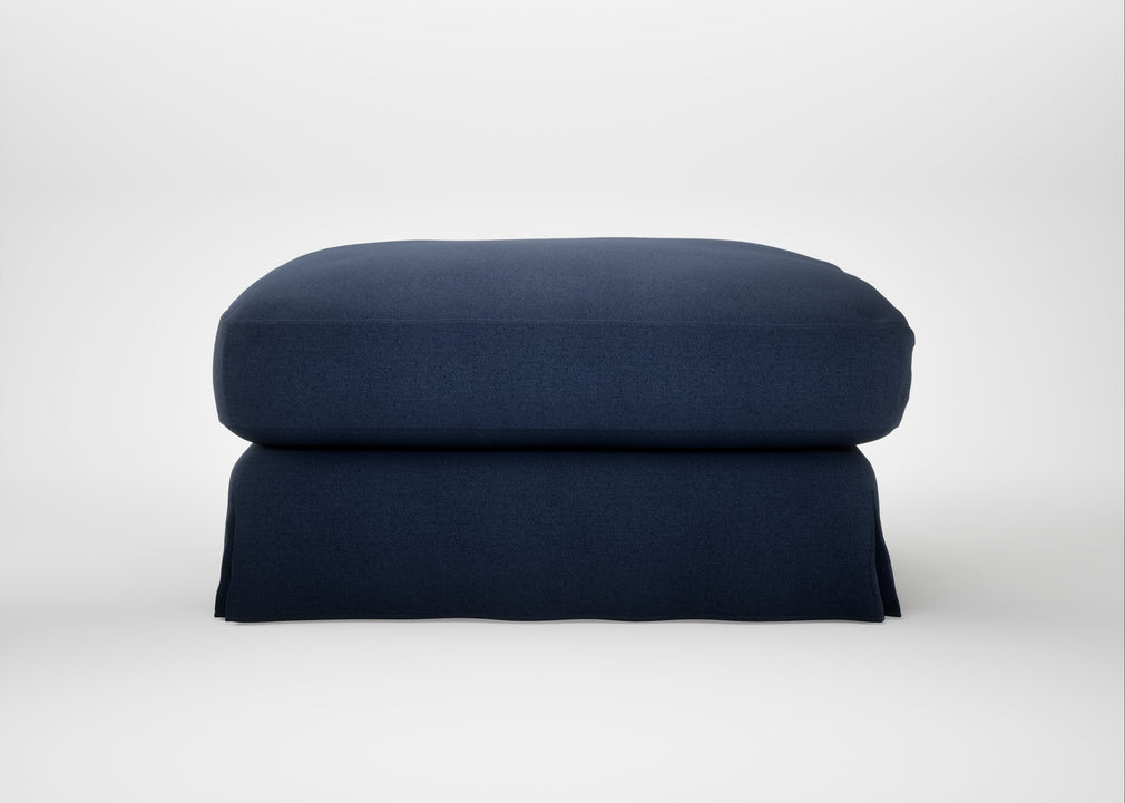 Tailor Loose Cover Square Footstool Capelo Linen-Cotton Inkspot