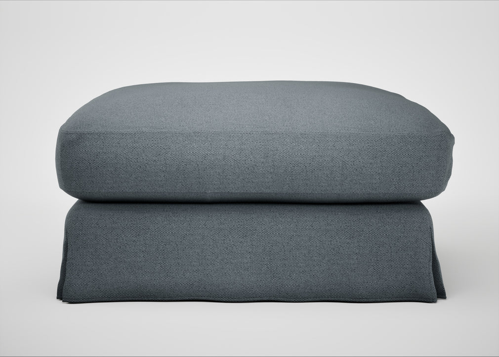 Tailor Loose Cover Square Footstool Capelo Linen-Cotton Mineral