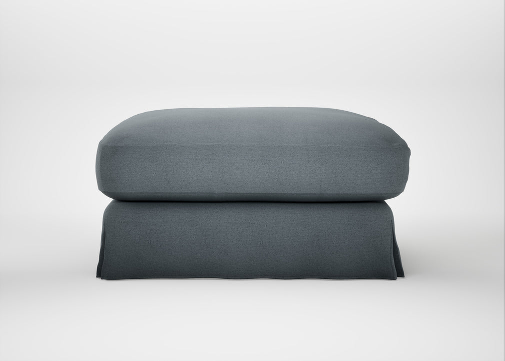 Tailor Loose Cover Square Footstool Capelo Linen-Cotton Mineral