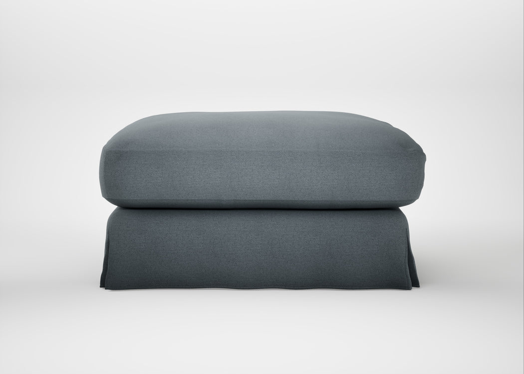 Tailor Loose Cover Square Footstool Capelo Linen-Cotton Mineral