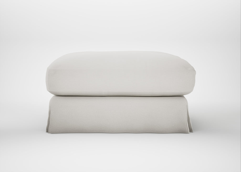 Tailor Loose Cover Square Footstool Capelo Linen-Cotton Sea Salt