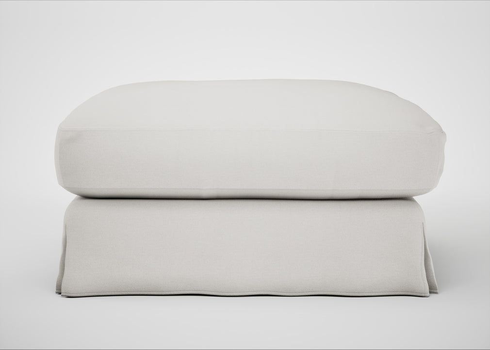 Tailor Loose Cover Square Footstool Capelo Linen-Cotton Sea Salt