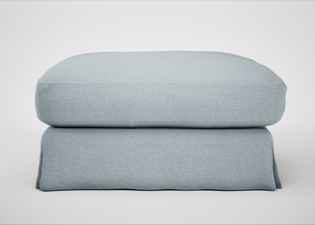 Tailor Loose Cover Square Footstool Capelo Linen-Cotton Sea Shanty