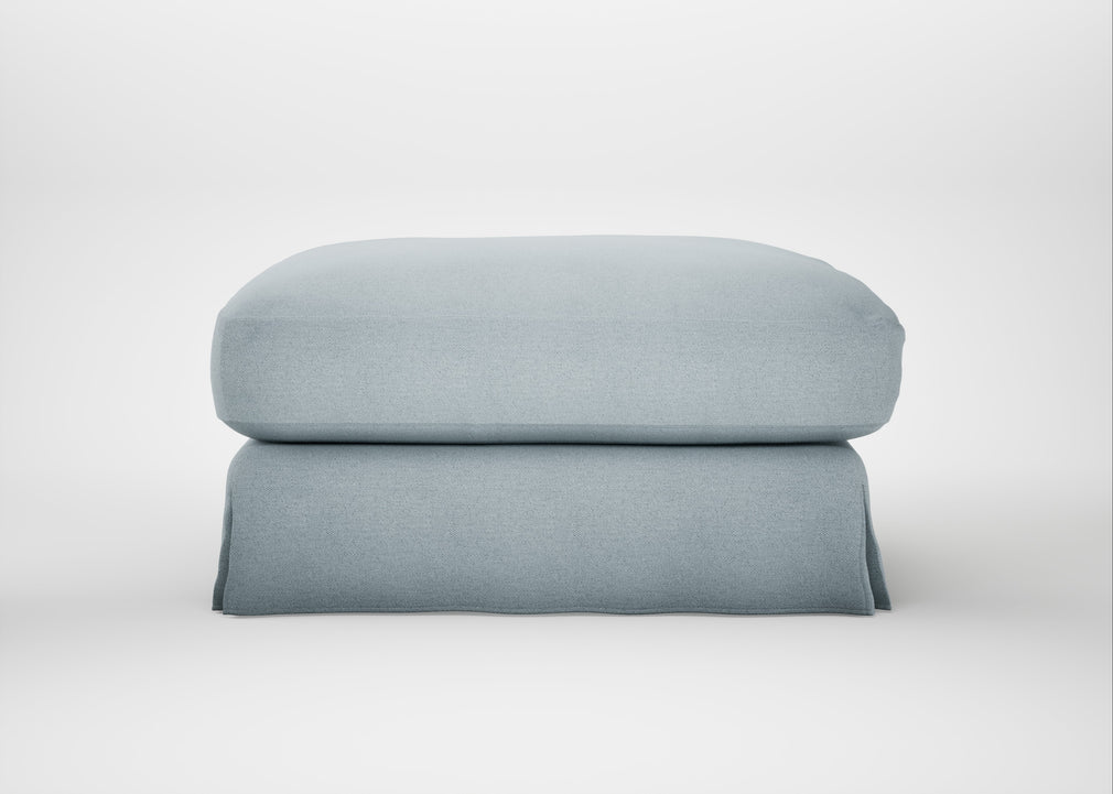 Tailor Loose Cover Square Footstool Capelo Linen-Cotton Sea Shanty
