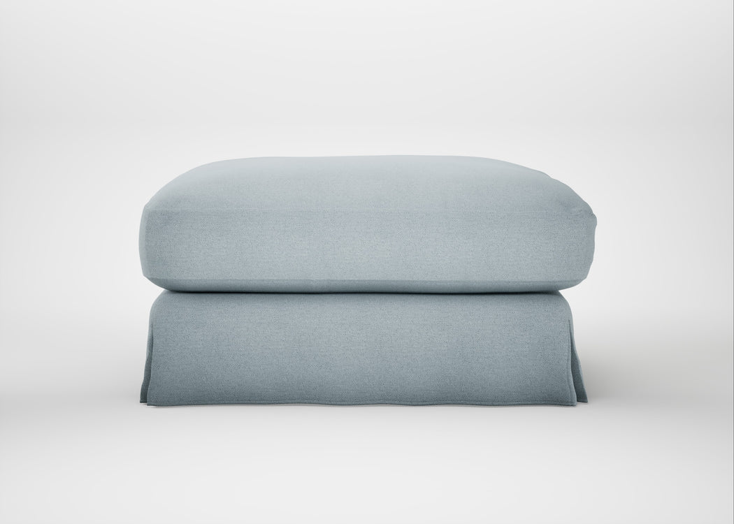 Tailor Loose Cover Square Footstool Capelo Linen-Cotton Sea Shanty