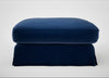 Tailor Loose Cover Square Footstool Cotton Velvet Midnight