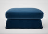 Tailor Loose Cover Square Footstool Cotton Velvet Petrol