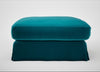 Tailor Loose Cover Square Footstool Cotton Velvet Teal
