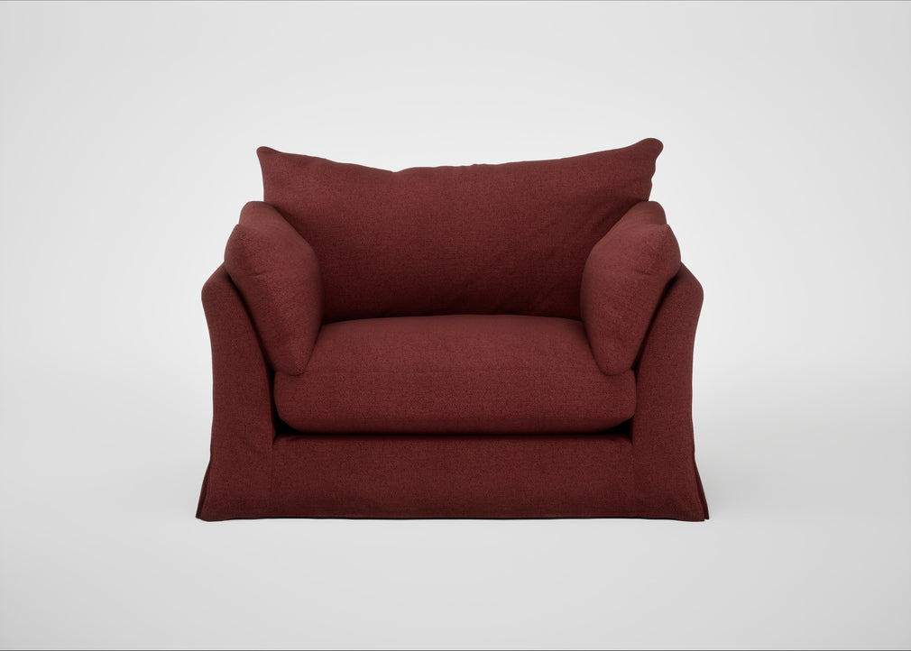 Tailor Loose Cover Loveseat Capelo Linen-Cotton Etruscan Red