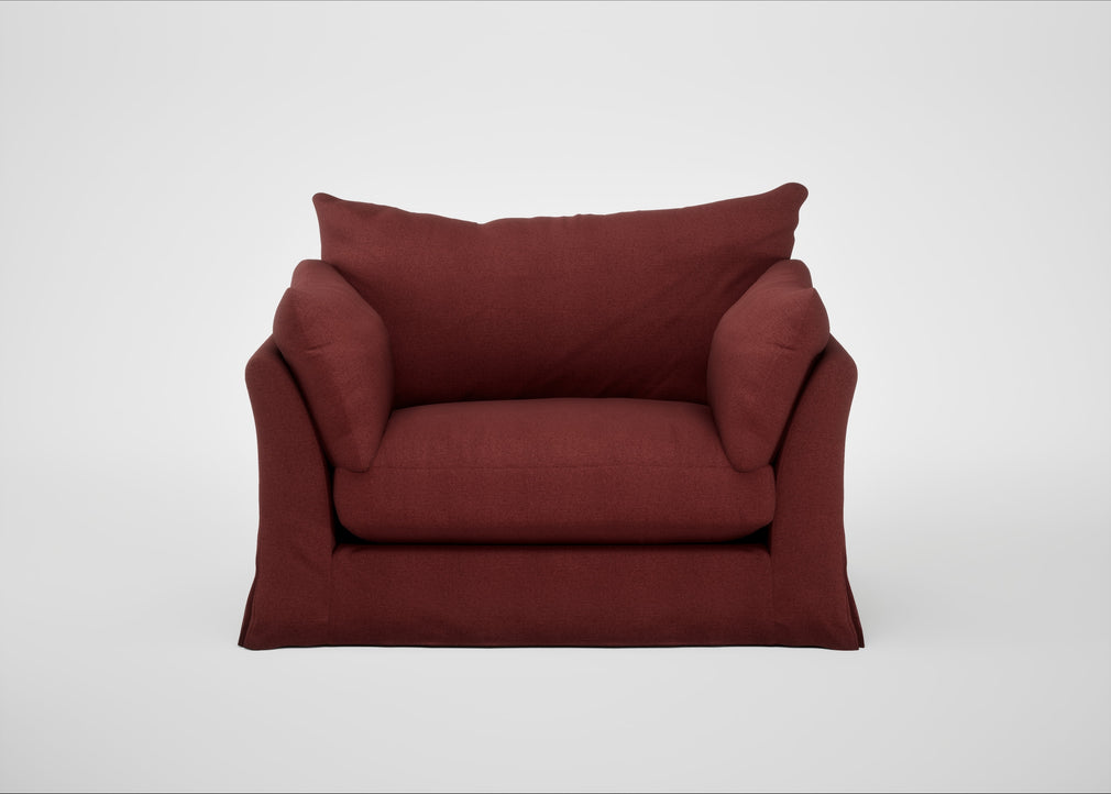 Tailor Loose Cover Loveseat Capelo Linen-Cotton Etruscan Red