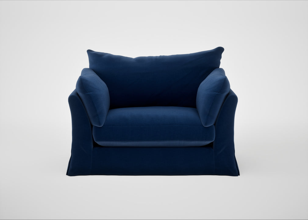Tailor Loose Cover Loveseat Cotton Velvet Midnight
