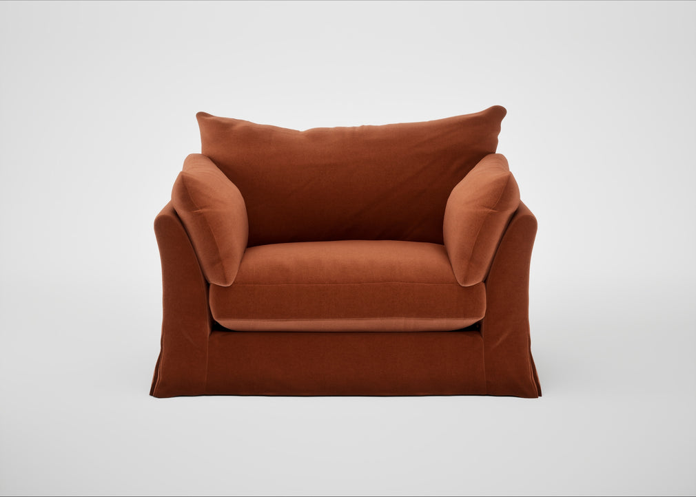 Tailor Loose Cover Loveseat Cotton Velvet Russet