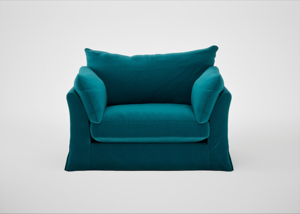 Tailor Loose Cover Loveseat Cotton Velvet Teal