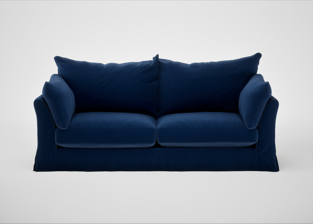 Tailor Loose Cover 4 Seater Sofa Cotton Velvet Midnight