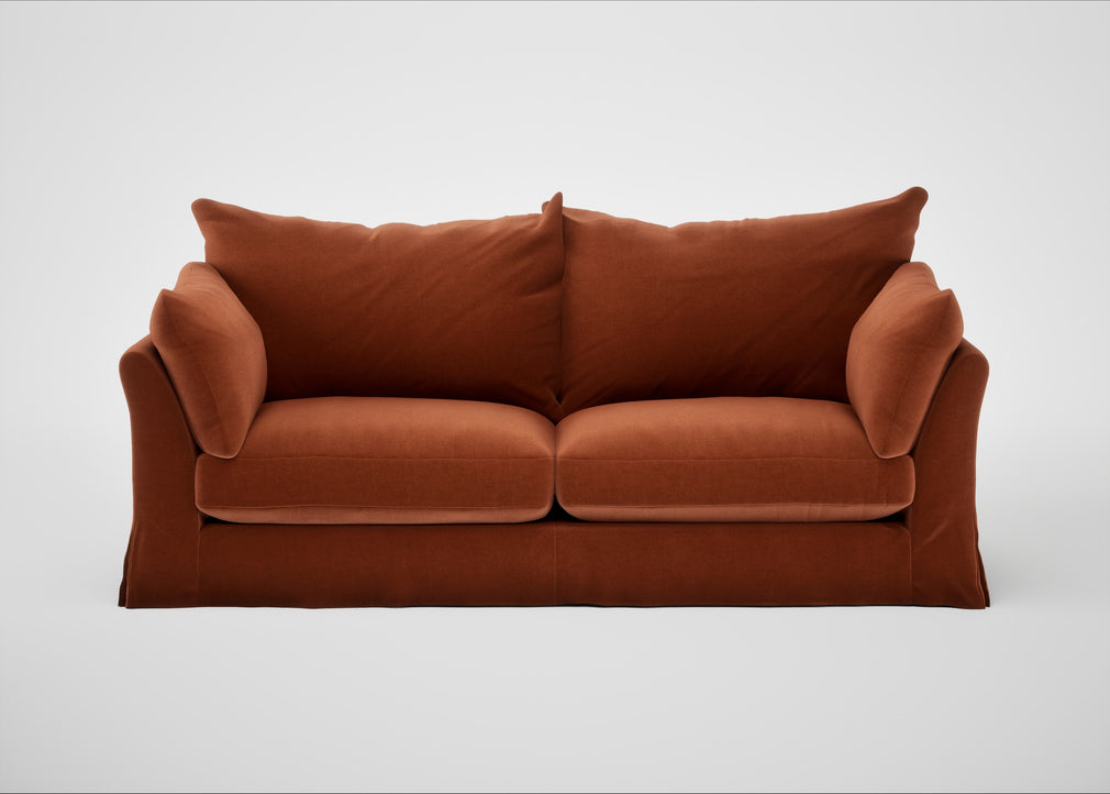 Tailor Loose Cover 4 Seater Sofa Cotton Velvet Russet
