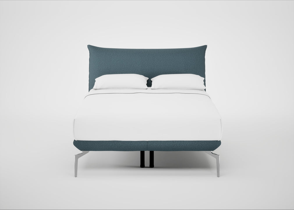 Aria Bed Double / Nova Boucle Oxford Blue / Chrome