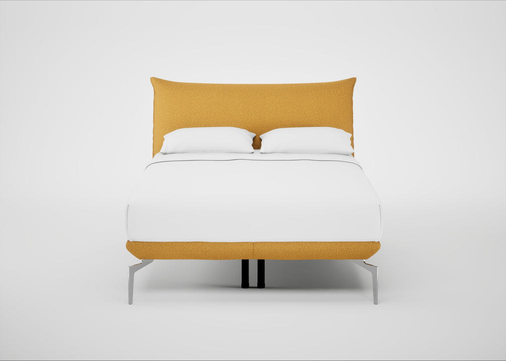 Aria Bed Double / Nova Boucle Turmeric / Chrome