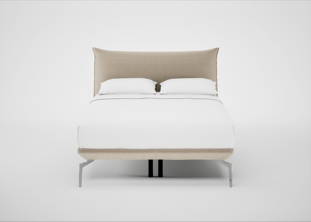 Aria Bed Double / Nova Velluto Almond / Chrome