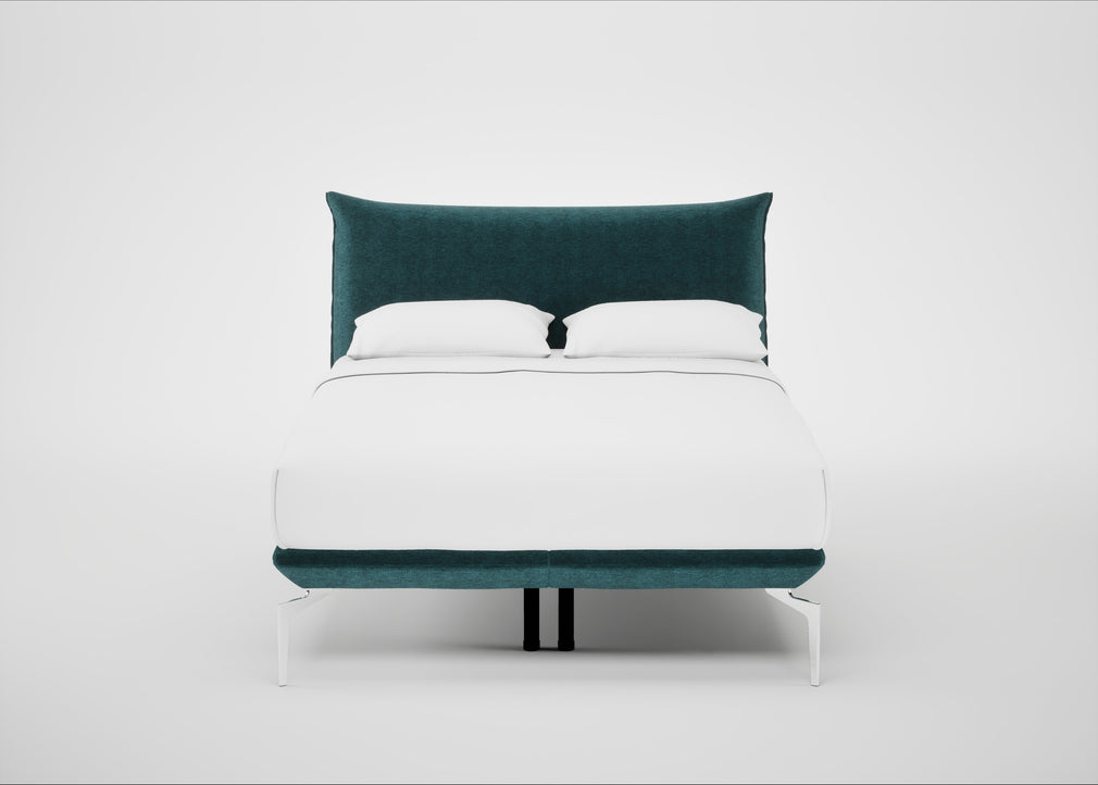 Aria Bed Double / Nova Velluto Bermuda / Chrome