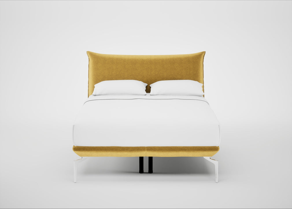 Aria Bed Double / Nova Velluto Corn / Chrome