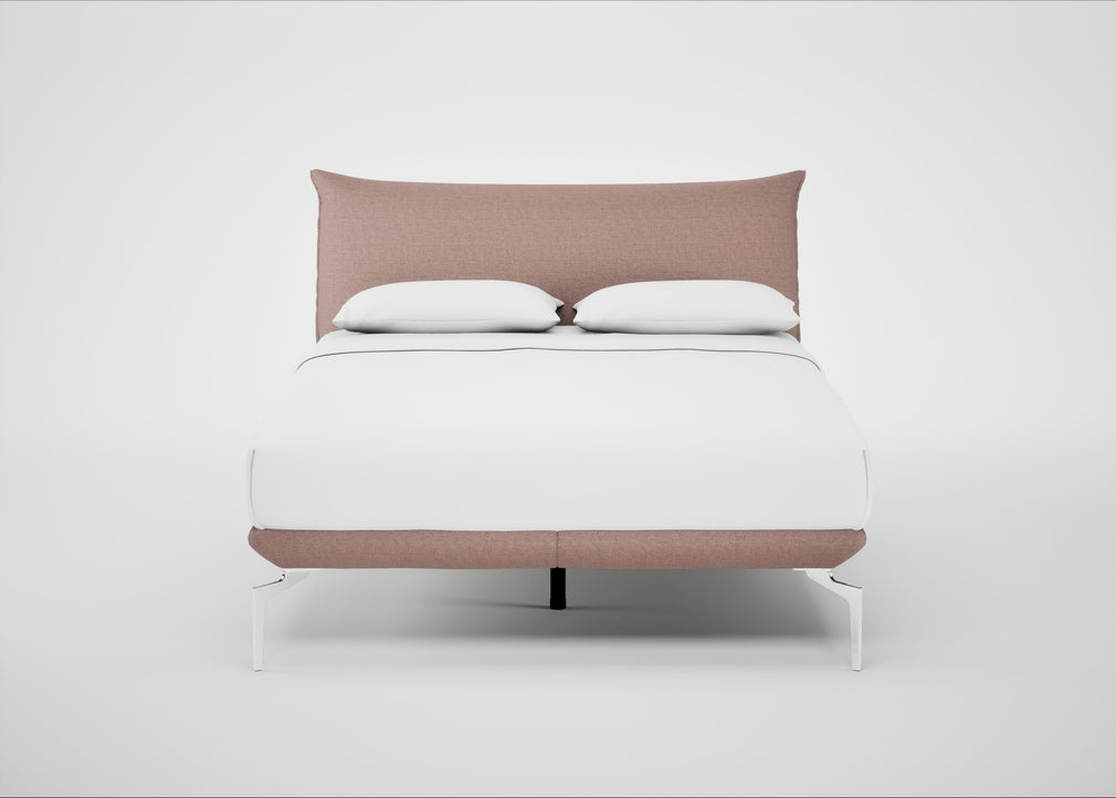 Aria Bed King / Siena Cotton Dusky Pink / Chrome